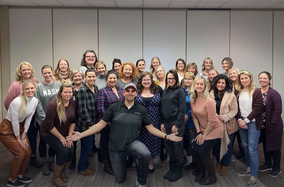 Eddie Villa with a group of workshop attendees